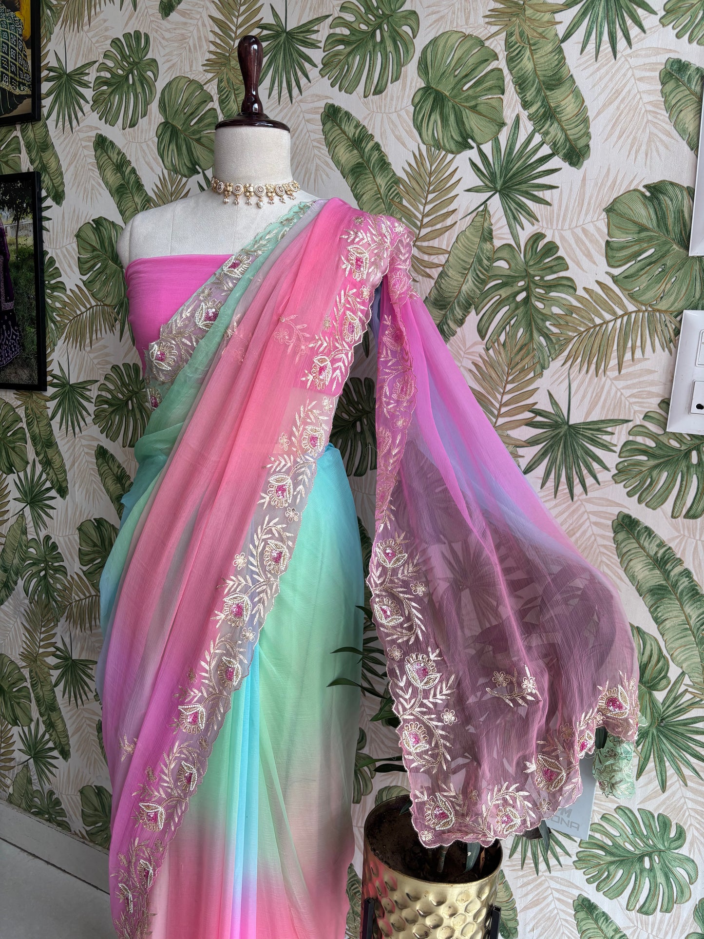 Soft shades, timeless grace — a Shaded Chiffon Saree made to leave a lasting impression.