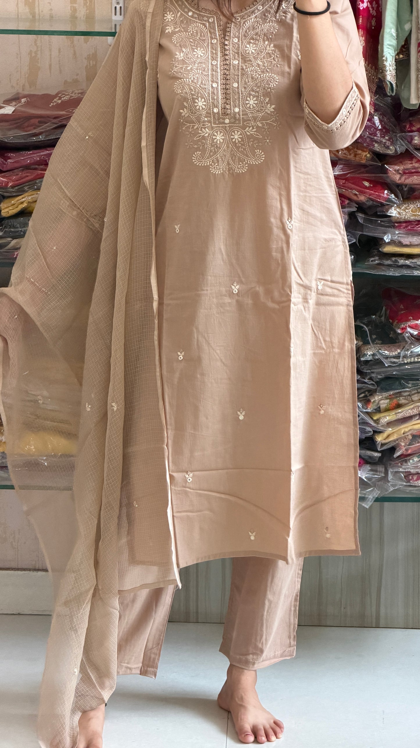 Golden Cotton Suit Set is the perfect blend of comfort, grace, and timeless style. π€
