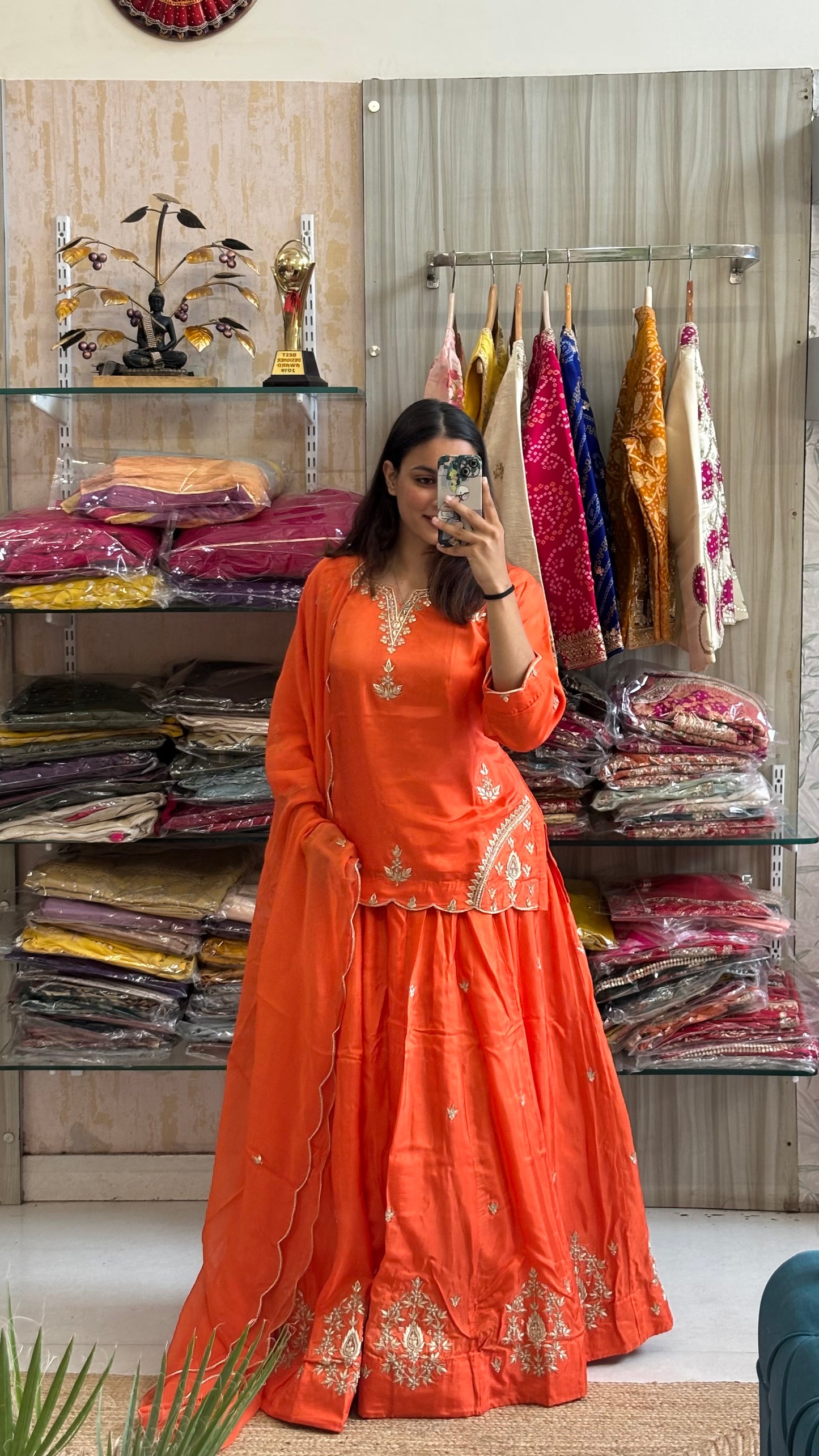 Orange Glow, Zardozi Elegance 🧡✨