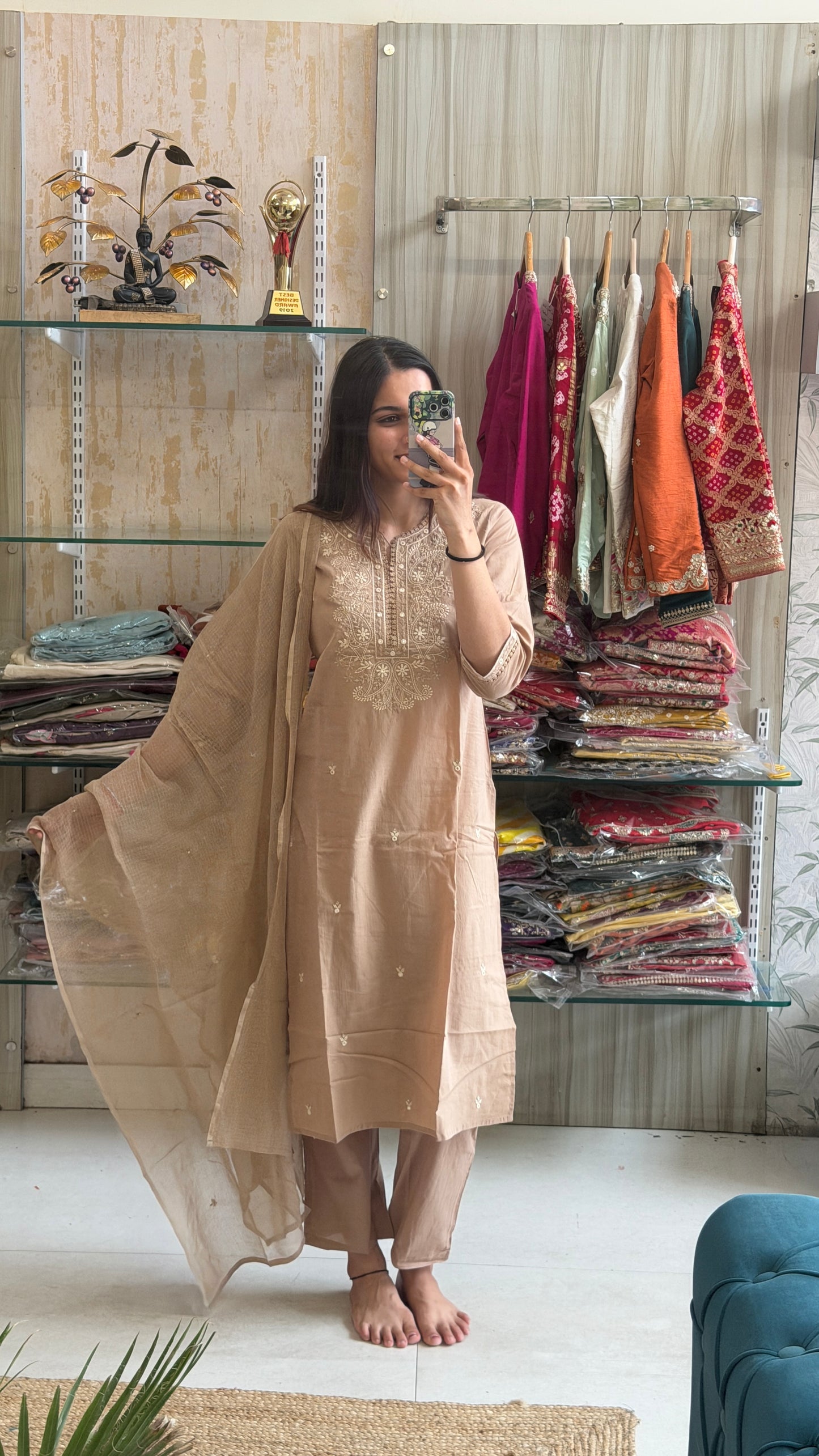 Understated elegance, timeless charm. This embroidered cotton suit set is made for effortless grace. ✨