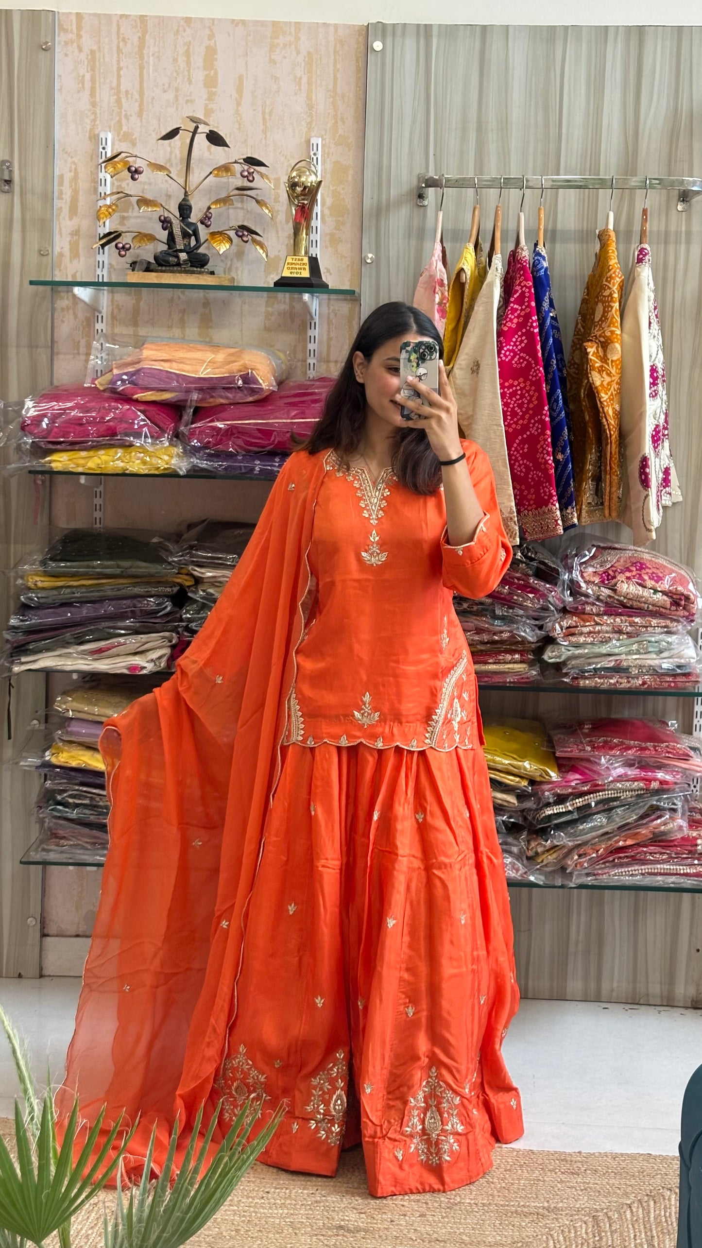 Orange Glow, Zardozi Elegance 🧡✨