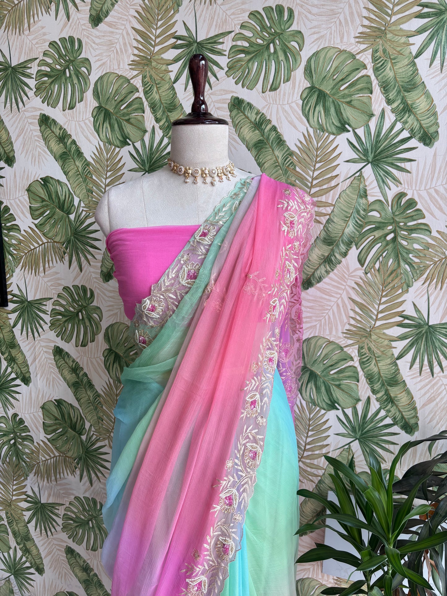 Soft shades, timeless grace — a Shaded Chiffon Saree made to leave a lasting impression.