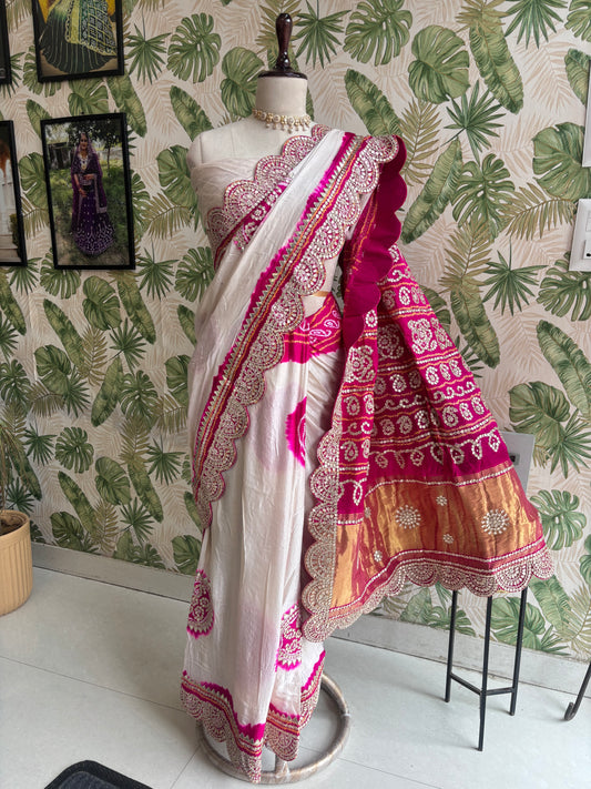 Grace woven in every drape. A timeless Gajji Silk Saree for celebrations that deserve elegance.