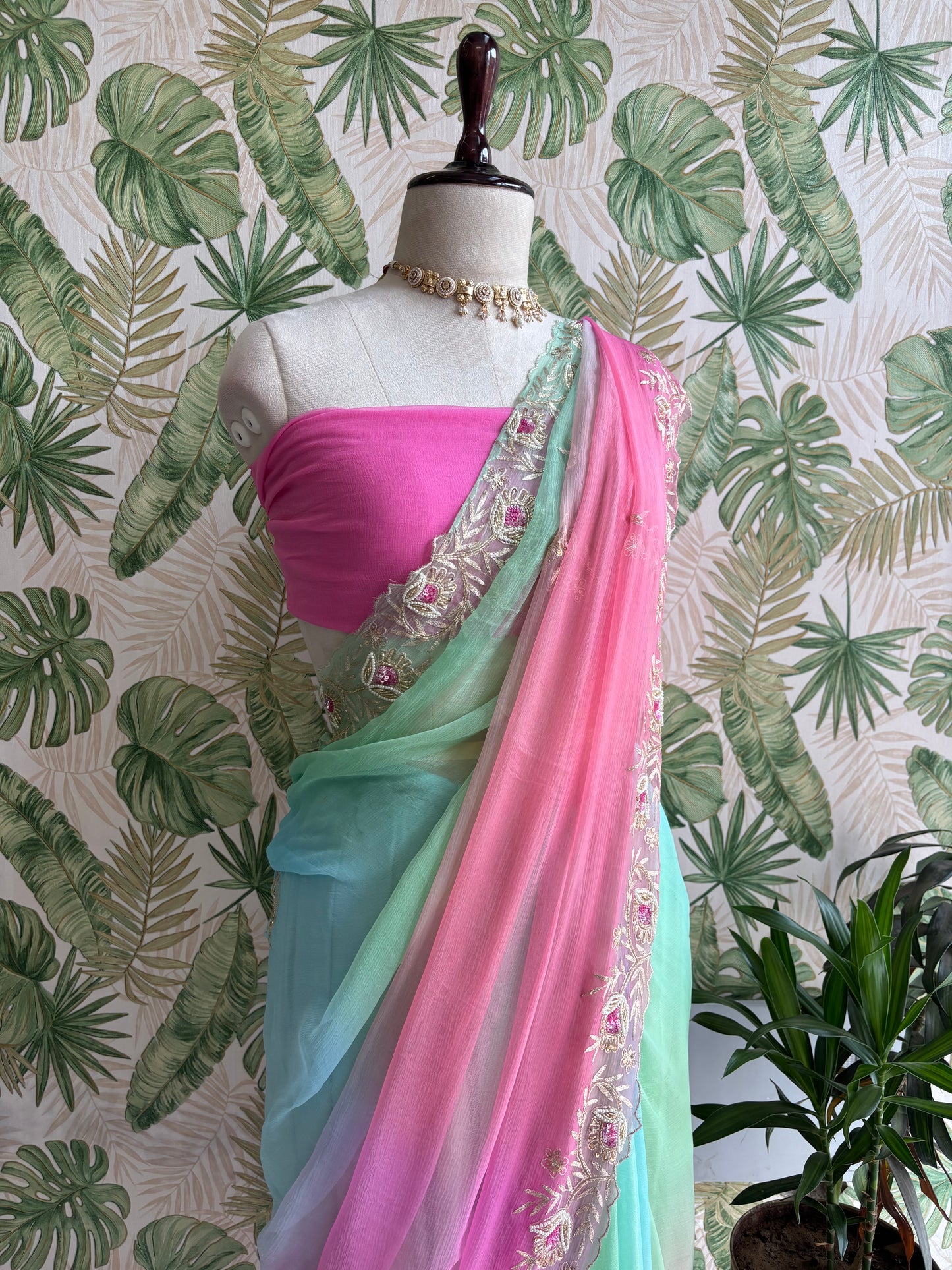 Soft shades, timeless grace — a Shaded Chiffon Saree made to leave a lasting impression.