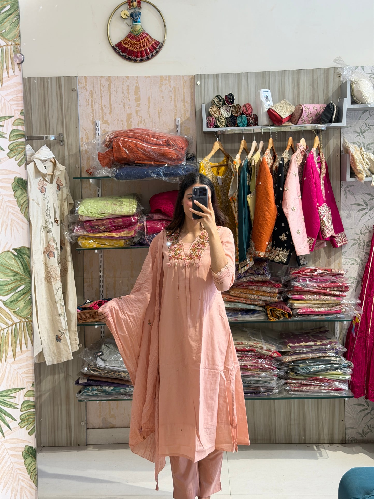 Blush Pink Embroidered A-Line Suit