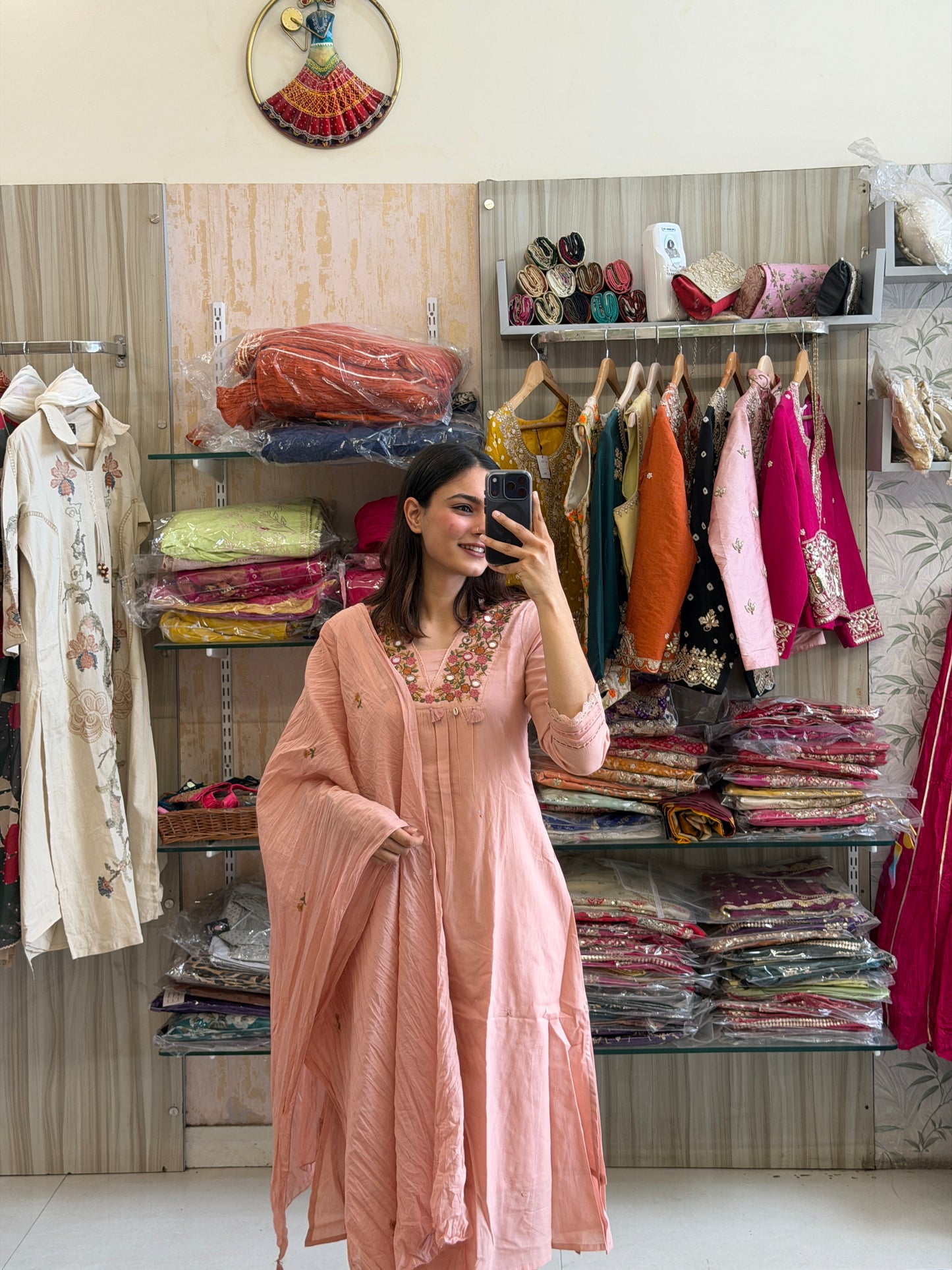 Blush Pink Embroidered A-Line Suit