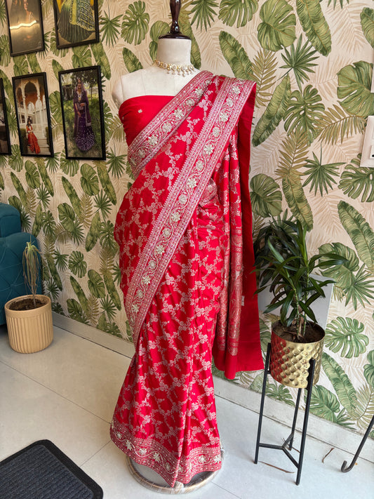 Wrapped in Royal Red, Woven with Grace.