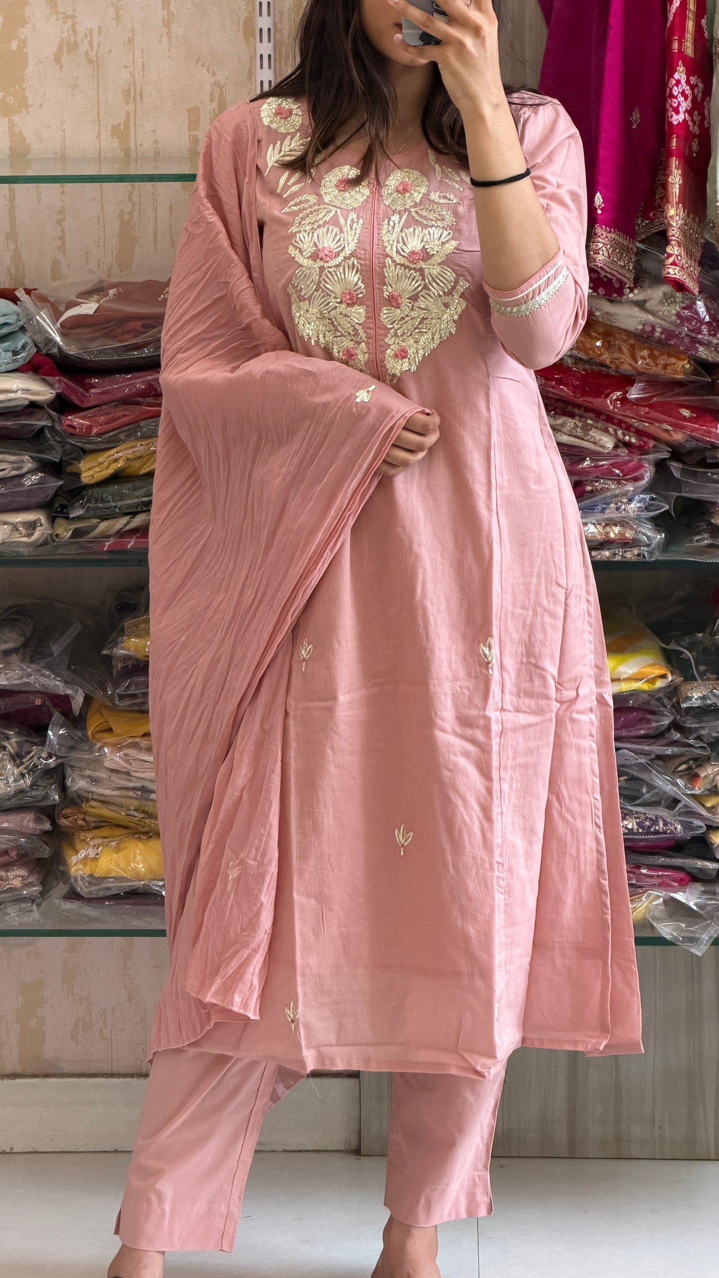 Pretty in pink, radiant in Gota work. 🌸✨