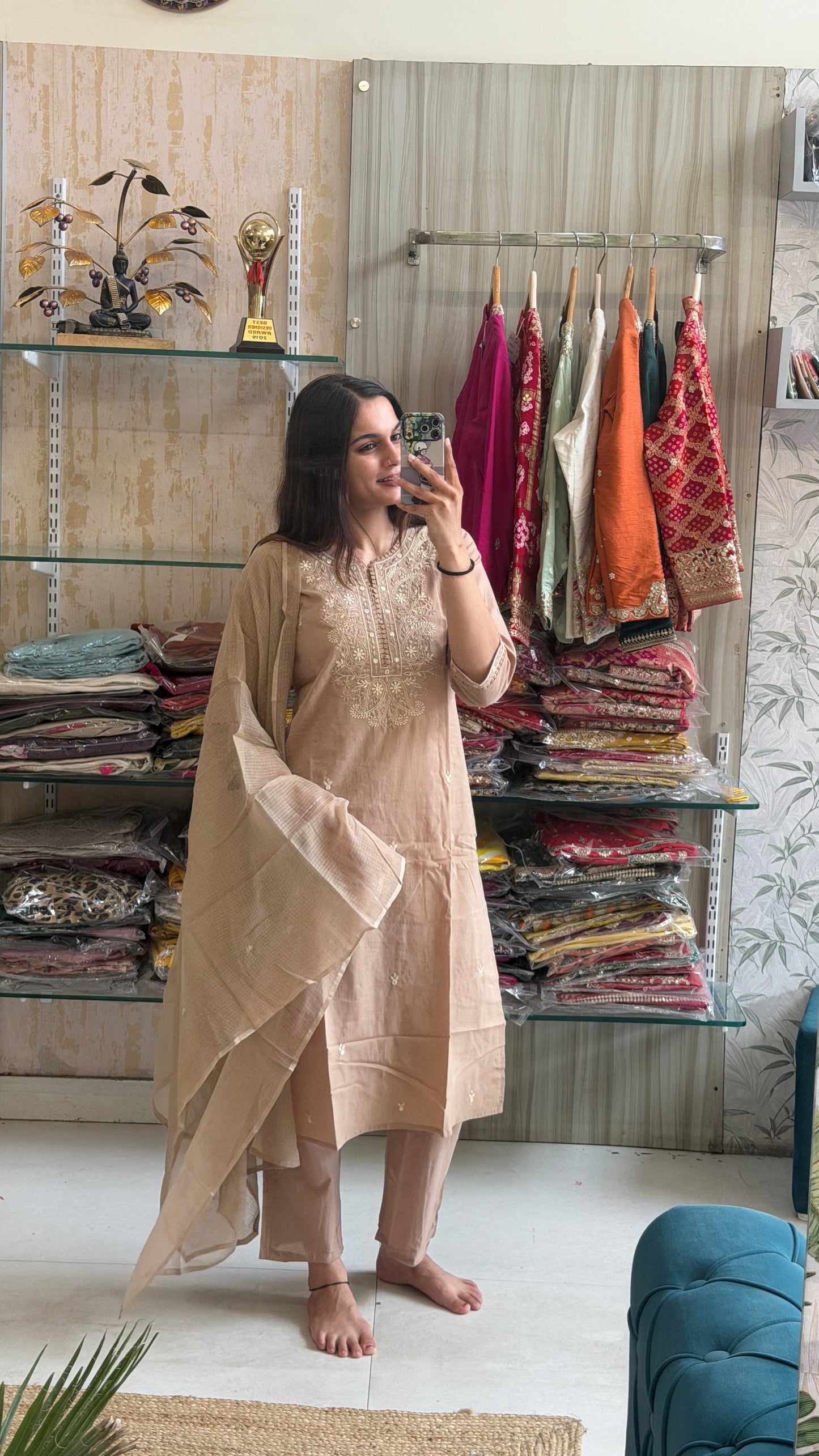 Understated elegance, timeless charm. This embroidered cotton suit set is made for effortless grace. ✨