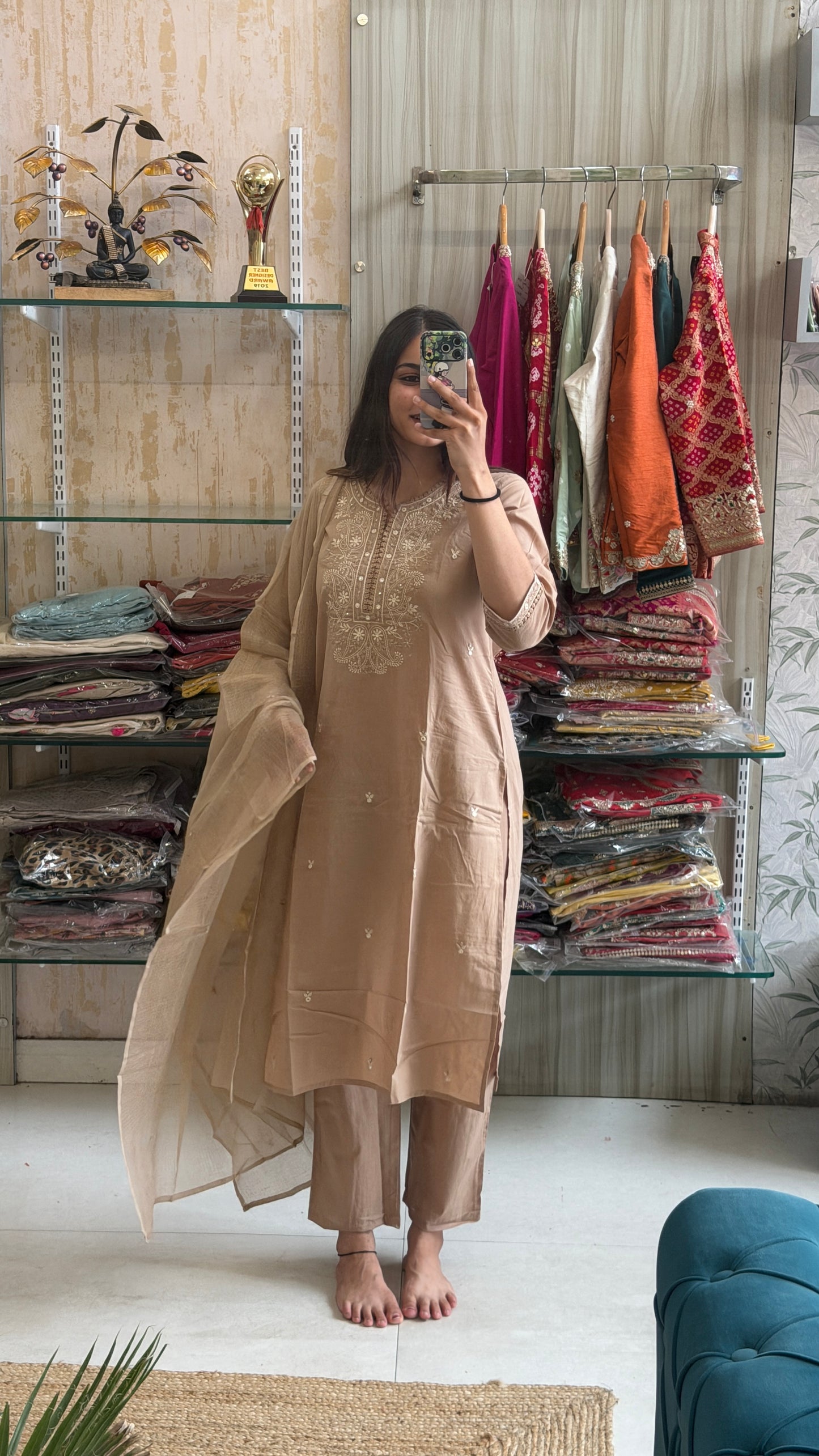 Understated elegance, timeless charm. This embroidered cotton suit set is made for effortless grace. ✨