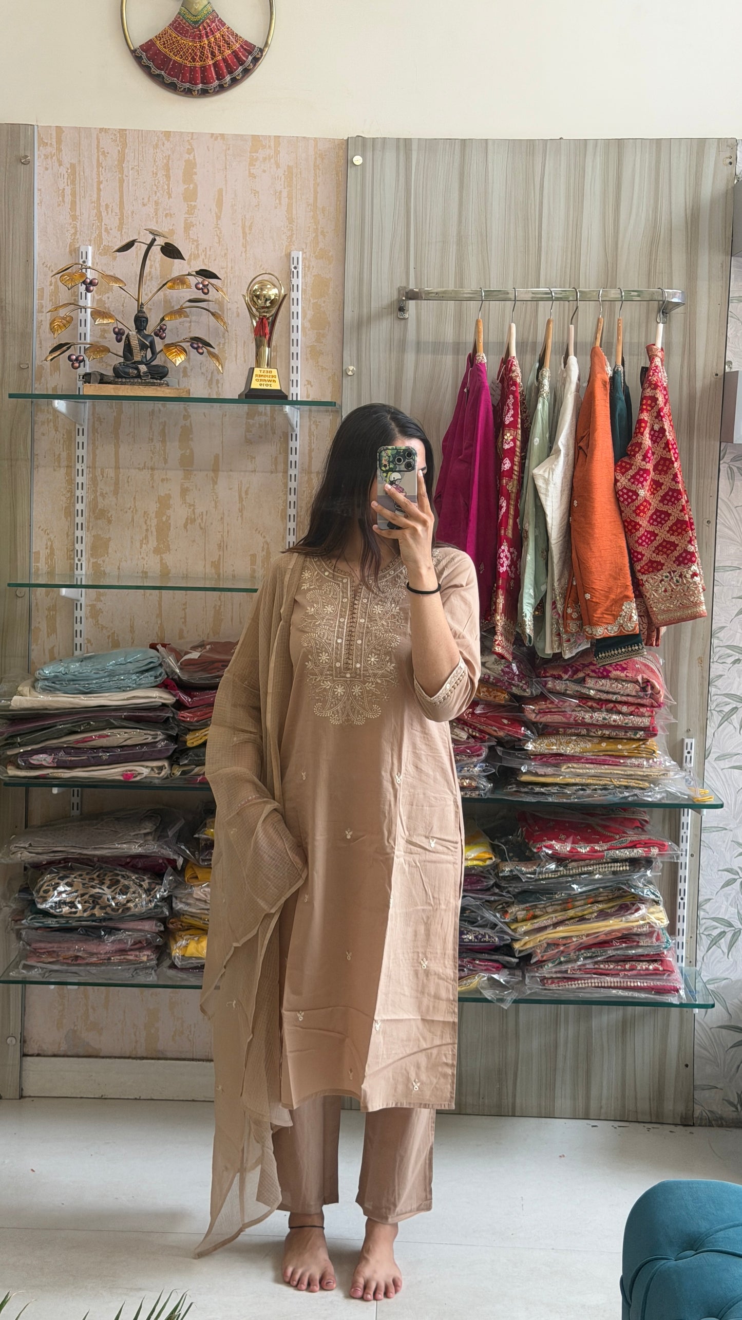 Understated elegance, timeless charm. This embroidered cotton suit set is made for effortless grace. ✨