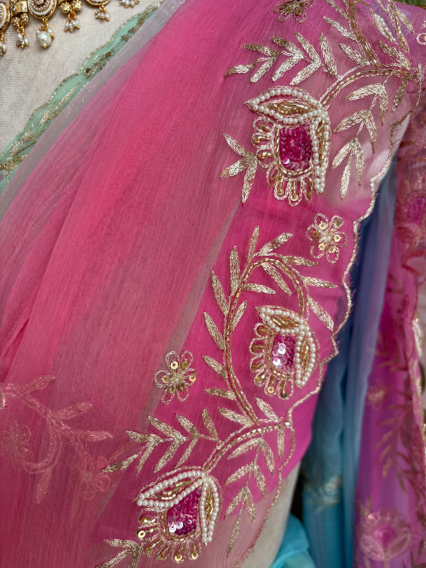 Soft shades, timeless grace — a Shaded Chiffon Saree made to leave a lasting impression.