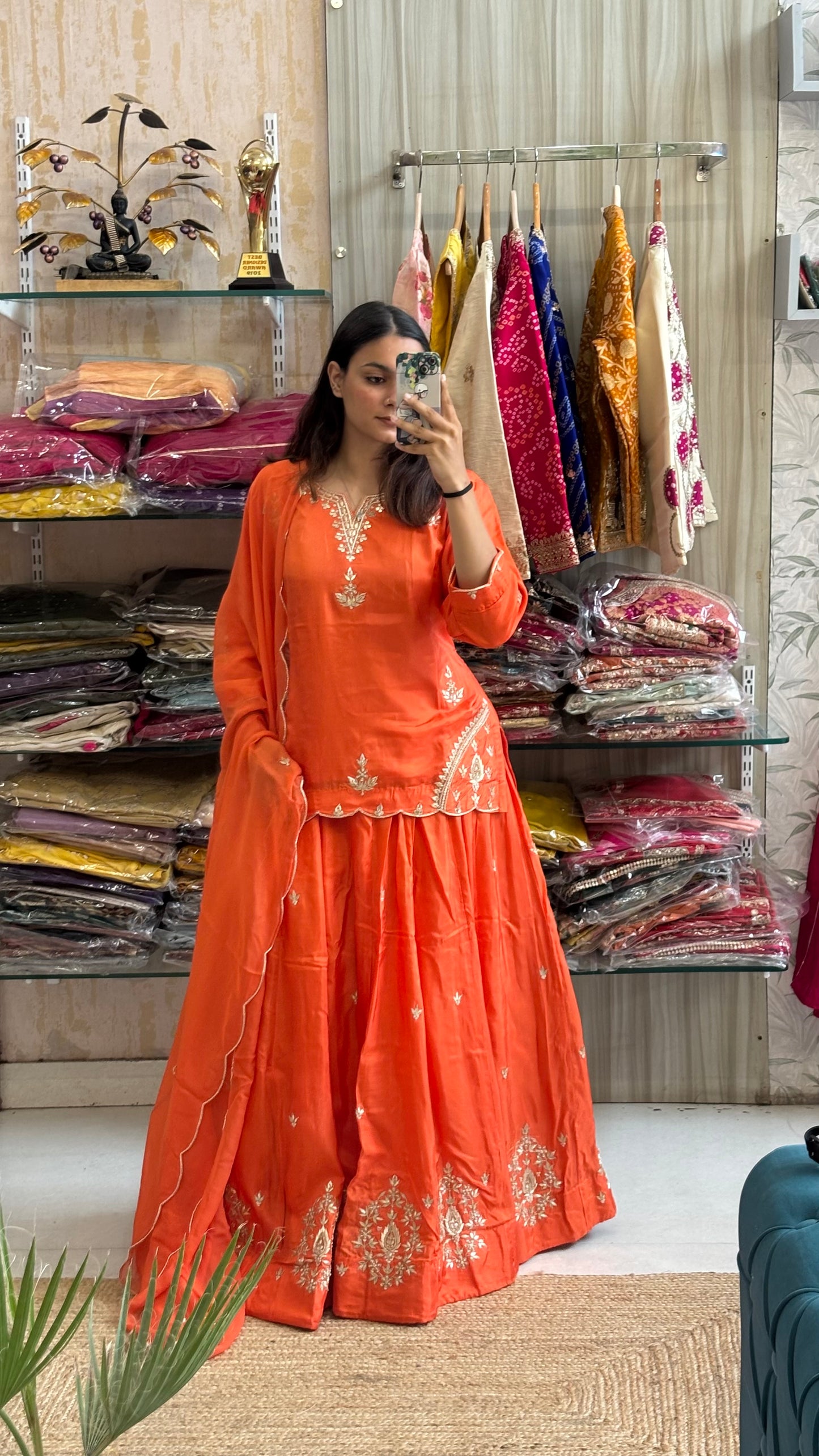 Orange Glow, Zardozi Elegance 🧡✨